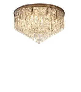 天花灯圆形水晶球卧室灯 50厘米不锈钢天花板枝形吊灯与优质水晶