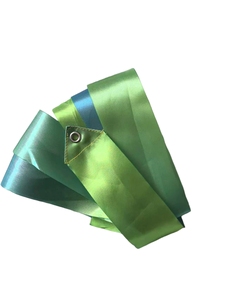 Ruban de danse en satin dégradé vert-bleu avec poignée rouge pour la scène, vente en gros - Product Image 3