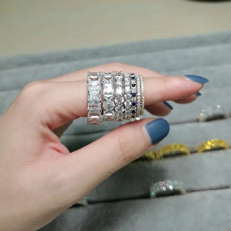 Rinntin SR205 Sterling Zilver 925 Engagement Rings Vrouwen Sieraden Glanzende Zirconia Trouwringen Eternity Ring
