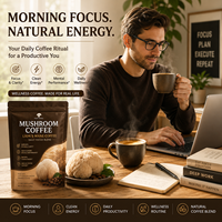 Poudre de café aux champignons, mélange de café Lion's Mane, café fonctionnel instantané aux champignons, étiquette privée OEM