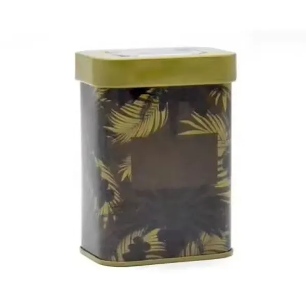 Персонализированная прямоугольная антикварная жестяная чайная канистра с прозрачным окном металлическая жестяная упаковочная коробка для чая кофе