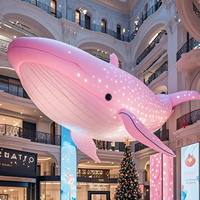 Figure promotionnelle personnalisée gonflable légère Airvon, baleine suspendue dans l'air pour les centres commerciaux
