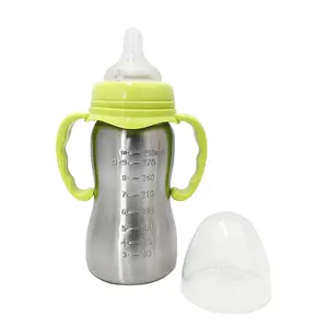 Conjunto de mamadeira Easy Take 304 para bebês, leite e suco em aço inoxidável, com gargantilha larga de 10 onças, silicone, capacidade de 290 ml, ideal para bebês