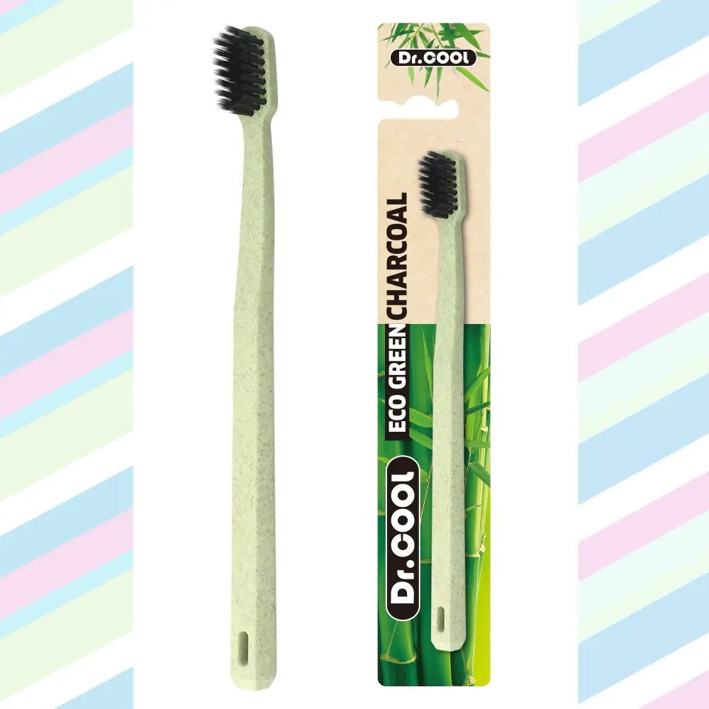 Suppliers BRC CE Natural Green Adult Interdental Eco Charcoal Wheat Toothbrushes