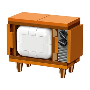 76 pièces de blocs de construction TV rétro, tons bruns vintage, jouets éducatifs pour enfants, bricolage, motricité fine, décoration de bureau parent-enfant, cadeau - Product Image 1