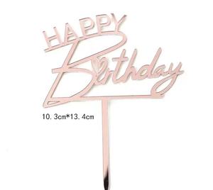 Decorazione per Torta a Forma di Farfalla, Topper in Acrilico Dorato con Lettere Geometriche Rotonde, Decorazione per Torta di Compleanno - Product Image 3