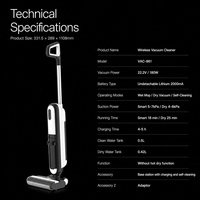 Aspirateur sans fil à batterie lithium pour sols et tapis, moteur à brosse, auto-nettoyant, aspirateur sec et humide, filtre HEPA, écran LED