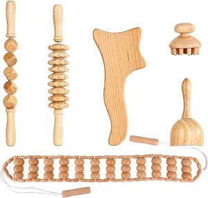 Kit de massage en bois 6 en 1, réalisez un drainage lymphatique, détendez vos muscles, soulagez la douleur musculaire, anti-cellulite - Product Image 5