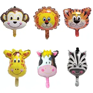 3d虎猴斑马箔动物气球卡通气球玩具套装儿童生日快乐充气派对用品装饰