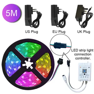 multicolor lampu strip remote Suppliers-Smart RGB RGBIC Warna-warni Luces Lampu Strip LED Pixel Led Strip Lampu 60 LED Per M SMD 5050 DC12V dengan IC WS2811 2812B 2815