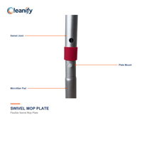 Serpillère flexible pivotante avec tête plate de 35x9,5 cm pour nettoyage des sols sans angle mort, manche en aluminium de 120 cm