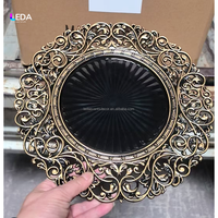 Platos Decorativos LEDA Gold Rose con Forma Floral para Bodas y Eventos, Platos de Plástico para Decoración de Mesa