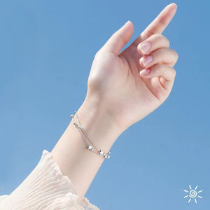 925 실버 도금 스타 팔찌 패션 더블 레이어 실버 팔찌 간단하고 달콤한 가장 친한 친구 조정 가능한 체인 팔찌