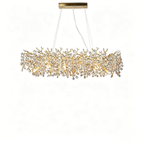 Lustre linéaire en cristal avec branches dorées de luxe pour salle à manger et salon