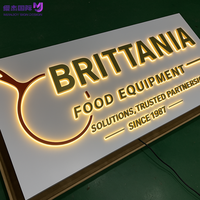 Signalétique LED dorée personnalisée de luxe, lettres lumineuses en acier inoxydable pour restaurant, café, bar, hôtel, affichage mural
