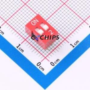 DS-02RP DIP Switch Through hole Component (THT) Switch Flat Toggle, Raised Type Single Pole Single Throw 2 PC Pin - Product Image 1