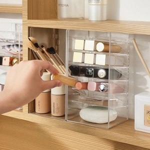 Factory Direct Plastic Cosmetics Organizer Box with Drawers Clear Jewelry <b>Chest</b> with Lid and Drawers Mirror Cabinet <b>Storage</b> Box - Product Image 3