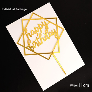 Phụ kiện trang trí bánh kem vàng cao cấp với giá xuất xưởng, dùng trang trí bánh sinh nhật, làm bằng acrylic. - Product Image 3