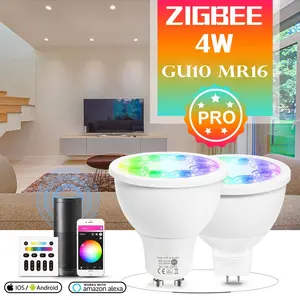 ZigBee 3.0 Pro 스마트 MR16 GU10 전구 4W 스마트 WIFI LED 스포트 라이트 Tuya APP Alexa 음성 제어 RGBCW Dimmable GU10 Led 스포트 라이트
