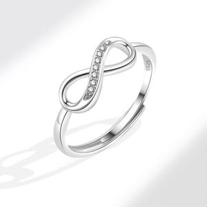 Anillo De Ansiedad Platinum Plated Women <b>Adjustable</b> Intertwined 8 Shape <b>Ring</b> Figure Infinity Sign <b>Ring</b> Cubic Zirconia <b>Ring</b> - Product Image 6
