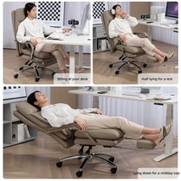 Chaise de bureau ergonomique grande taille avec repose-pieds en cuir PU, design moderne pour bureau à domicile et chambre