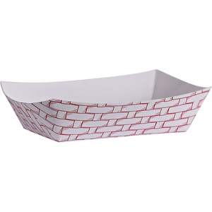 Panier à nourriture en papier Boardwalk 30LAG040 rouge/blanc, capacité 6 oz, boîte de 1000 pour camions de nourriture - Product Image 6