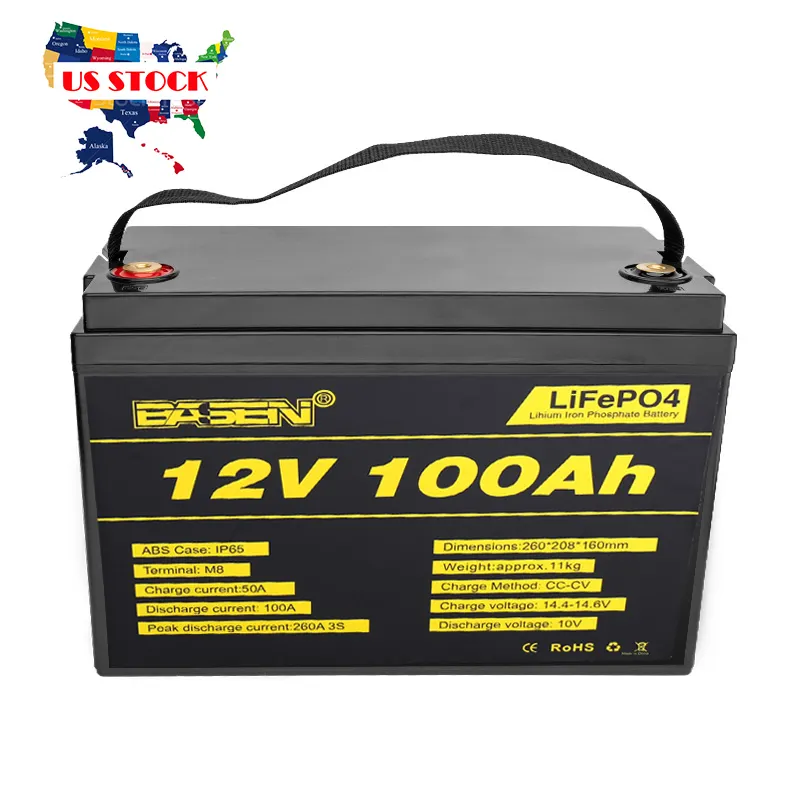 고용량 딥 사이클 충전식 리튬 이온 lifepo4 12V 100Ah 리튬 배터리 배터리 lifepo4 배터리 팩