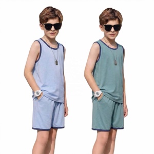 Conjunto de Pijama de Verano de Punto Fino para Niños, Nuevo Modelo Modal de 1 a 15 Años, Ropa de Casa Moderna para Niños, <span class=keywords><strong>Chaleco</strong></span> y Pantalones Cortos a la Moda para Bebés - Product Image 1
