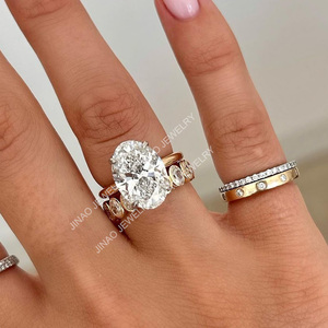 बिजोक्स महिला सगाई ब्रांड लक्जरी उपहार सोने 10k 14k gi def vs2 2ct 3ct 4ct 5ct अंडाकार लैब बनाया गया हीरा छल्ले - Product Image 3