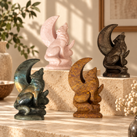 Figurine sculptée en cristal loup de lune multi-matériaux, ornement décoratif en pierre pour la maison, le bureau, la collection ou comme cadeau