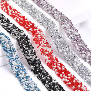 Xichuan vente en gros 1.2cm Bling auto-adhésif résine maille bandes avec perle ronde cristal strass Tube corde pour la décoration - Product Image 2