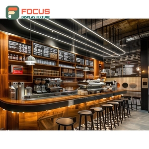 Étagère de présentation de café moderne, haute, ouverte, pour l'espace de vente de grains, avec cadre noir, pour la présentation de produits de café - Product Image 1