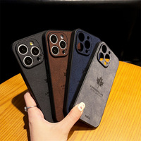 Luxe Cortex Arbre Feuille d'érable feuilles Mat Téléphone étui pour iphone 12 13 14 15 16 Pro Max Plus X Xs Max XR Pare-chocs coque Couverture Arrière