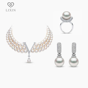 Li Xin ювелирные изделия из трех частей Y-письмо родиевое жемчужное циркониевое ожерелье серьги для женщин на годовщину помолвки - Product Image 1
