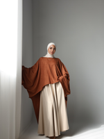 YXN054 Ensemble élégant et modeste musulman 2 pièces, haut à manches chauve-souris avec jupe longue, tenue islamique pour le Ramadan, l'Aïd et le quotidien