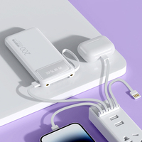 Batterie externe portable 10000 mAh avec logo OEM, affichage numérique réel, câble intégré, design transparent, capacité réelle, électronique grand public