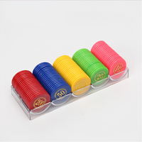 Jetons de poker ronds en plastique PS colorés personnalisés avec plateau, accessoires de jeu pour le divertissement en casino