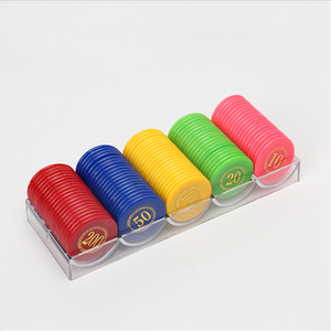 Jetons de poker ronds en plastique PS <span class=keywords><strong>colorés</strong></span> personnalisés avec plateau, accessoires de jeu pour le divertissement en casino - Product Image 3