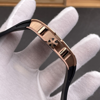 Montre mécanique de luxe pour homme, sport et loisirs, avec grand cadran squelette, bracelet confortable, couleur or rose 67-01Toneau