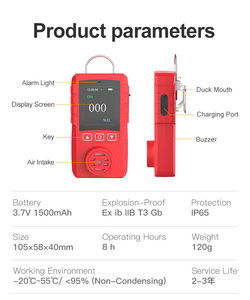 Détecteur de gaz unique portable DR650 pour le monoxyde de carbone 0-500PPM Détecteur de gaz toxique Prévenir l'empoisonnement au CO - Product Image 3