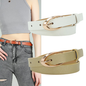 Nuevo Cinturón Delgado de PU con Hebilla Dorada de Moda, Cinturón de Vestir para Mujer, Cinturones de Cintura de Piel Sintética Suave para Mujer - Product Image 1