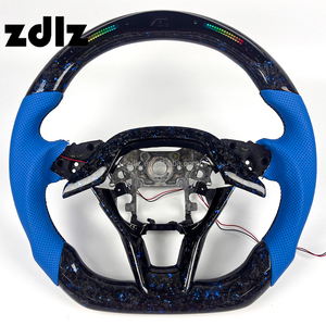 Volante Deportivo Personalizado de Cuero Perforado Azul y Fibra de Carbono Forjada Azul con LED para Honda Accord 10ª Generación 2020 2021 <span class=keywords><strong>2023</strong></span> - Product Image 1