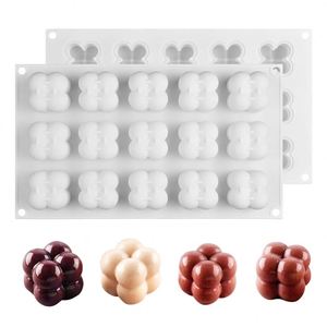 Kitchen Bakeware Candle Plaster Mould <b>Mini</b> 3D Cube Baking Mousse Cake Epoxy Resin Soap Silicone Square <b>Bubble</b> Dessert Molds - Product Image 1