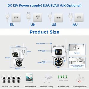 Équipement d'alarme de vidéosurveillance, système de caméra CCTV DVR 12 canaux, moniteur 4K, kit de séparateur d'écran, câblé analogique - Product Image 6