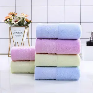OEM Solid Color Plain Shower Wash Face Towel Jacquard Embroidery Bath Towel Wholesalers