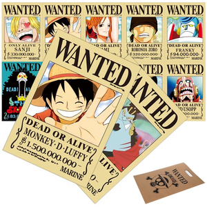 10 pièces/ensemble Nouveaux affiches de recherche de <span class=keywords><strong>Luffy</strong></span> de 3 milliards de bounties, quatre empereurs, décoration murale vintage, jouets, affiche d'anime en papier, artisanat en plastique - Product Image 2