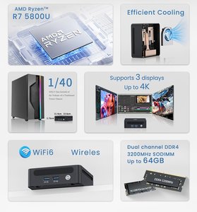 Mini PC GenMachine <span class=keywords><strong>Ryzen</strong></span> 7 <span class=keywords><strong>5800U</strong></span> <span class=keywords><strong>AMD</strong></span> Radeon RX Vaga8, 8 cœurs, 16 threads, 1G LAN, Wifi 6, BT 5.2, Win11, 3 écrans, 2HD, 2USB 3.0 - Product Image 4
