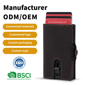 Customized Genuine Leather Credit Card Holder <b>Wallet</b> <b>for</b> <b>Men</b> with <b>RFID</b> Blocking Button Closure 4-6 Cards Capacity - Product Image 1