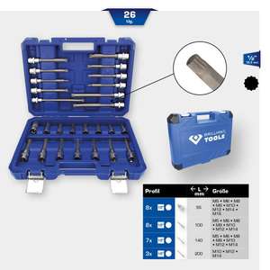 BRILLIANT <b>TOOLS</b> - BT022026 1/2'' XZN bit socket set (26 pcs.) - EAN 4042146775929 <b>RATCHET</b> AND SOCKET SETS 1/2" - Product Image 2