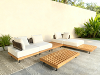 Ensemble de jardin patio extérieur de qualité haut de gamme de luxe Ensemble de canapés en corde de bois de teck Meubles tous temps